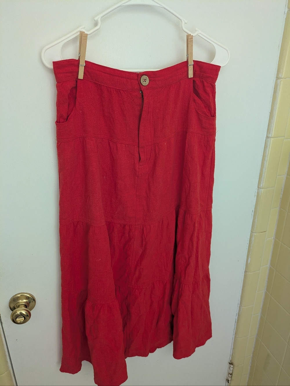 Red Tiered Maxi Skirt